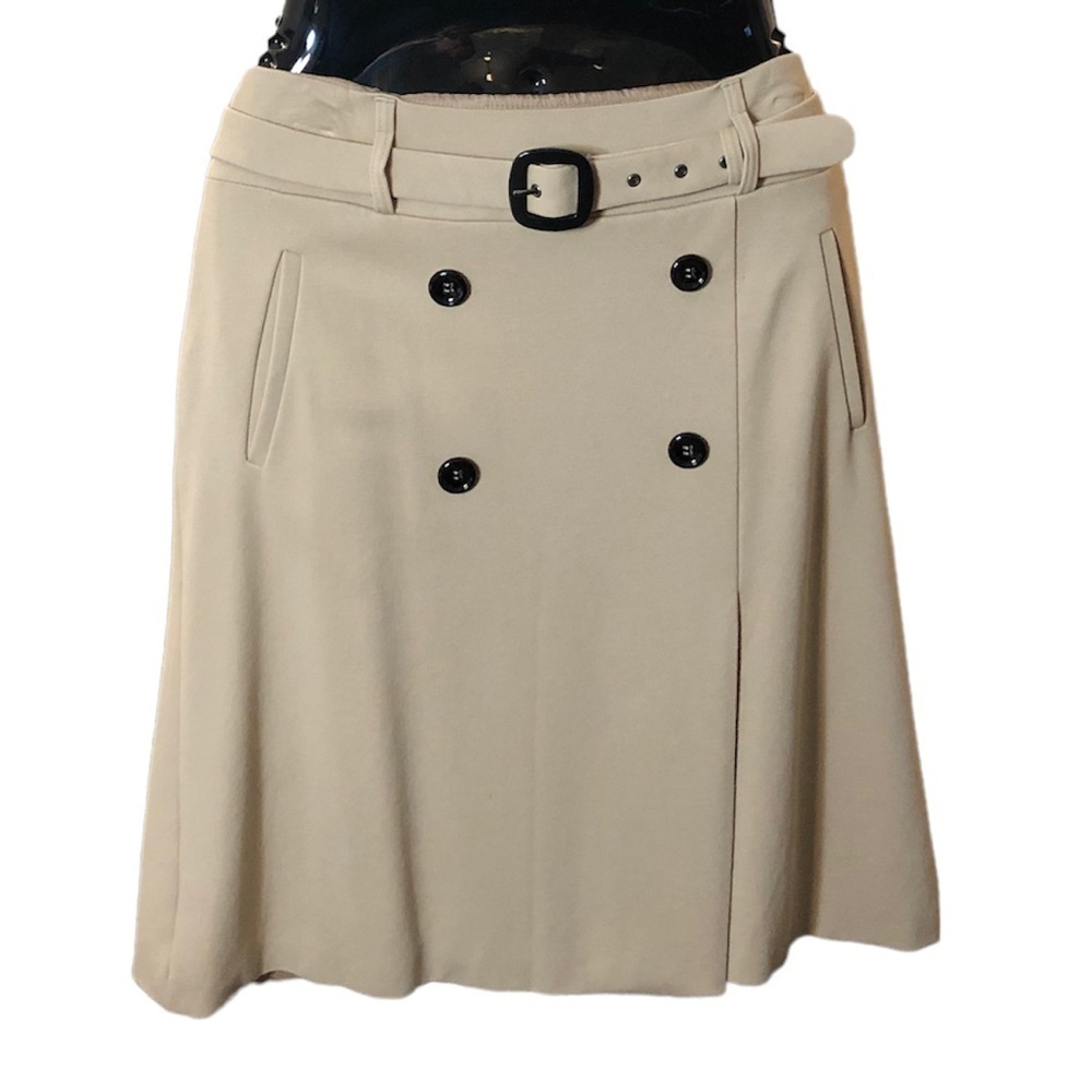 Tan A Line Mini Skirt Gerry Weber With Pockets, Front Slit, Belt, and Bu…​​